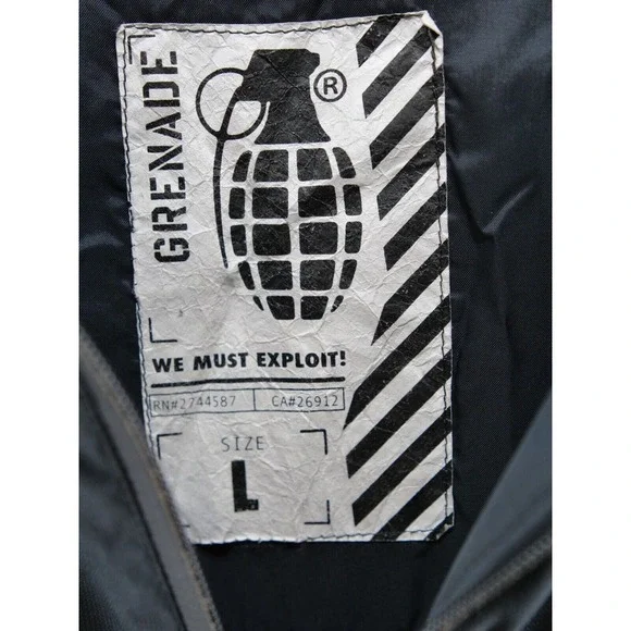 Grenade Fatigue Project Snowboard Ski Snow Hooded Jacket‎ Black Mens LARGE